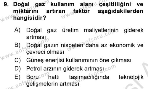 Ulaştırma Sistemleri Dersi 2023 - 2024 Yılı (Final) Dönem Sonu Sınavı 9. Soru