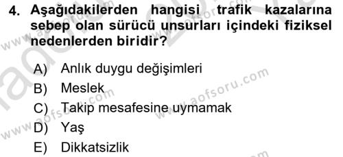 Ulaştırma Sistemleri Dersi 2023 - 2024 Yılı Yaz Okulu Sınavı 4. Soru