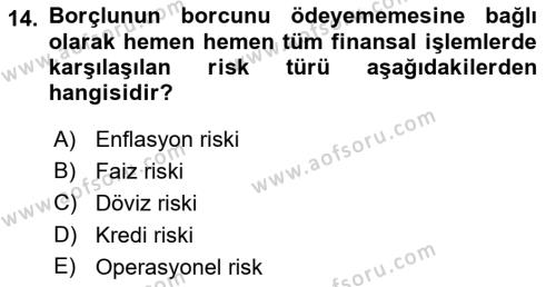 Dış Ticarette Risk Yönetimi Ve Sigortacılık Dersi 2022 - 2023 Yılı (Final) Dönem Sonu Sınavı 14. Soru