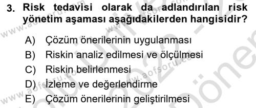 Dış Ticarette Risk Yönetimi Ve Sigortacılık Dersi 2022 - 2023 Yılı (Final) Dönem Sonu Sınavı 3. Soru