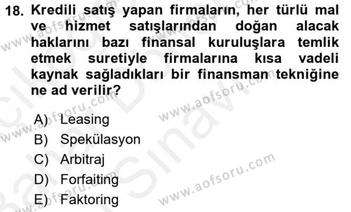 Dış Ticaret İşlemleri ve Belgeleri Dersi 2018 - 2019 Yılı (Final) Dönem Sonu Sınavı 18. Soru