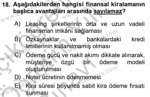 Dış Ticaret İşlemleri ve Belgeleri Dersi 2018 - 2019 Yılı Yaz Okulu Sınavı 18. Soru