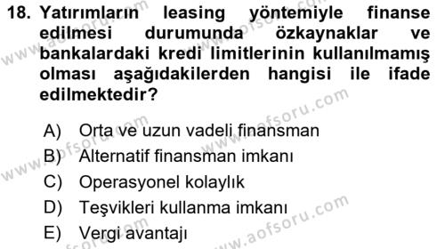 Dış Ticaret İşlemleri ve Belgeleri Dersi 2020 - 2021 Yılı Yaz Okulu Sınavı 18. Soru