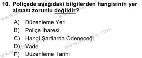 Dış Ticaret İşlemleri ve Belgeleri Dersi 2021 - 2022 Yılı (Vize) Ara Sınavı 10. Soru