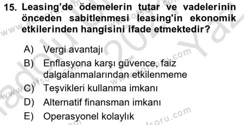 Dış Ticaret İşlemleri ve Belgeleri Dersi 2021 - 2022 Yılı Yaz Okulu Sınavı 15. Soru