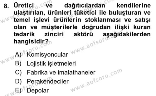 Depolama Ve Envanter Yönetimi Dersi 2022 - 2023 Yılı (Vize) Ara Sınavı 8. Soru