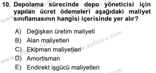 Depolama Ve Envanter Yönetimi Dersi 2024 - 2025 Yılı (Vize) Ara Sınavı 10. Soru