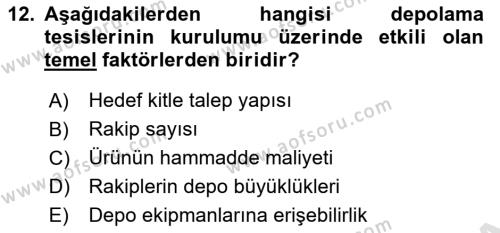 Depolama Ve Envanter Yönetimi Dersi 2024 - 2025 Yılı (Vize) Ara Sınavı 12. Soru