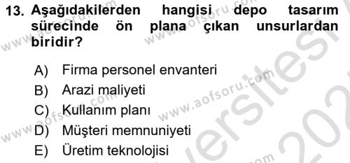 Depolama Ve Envanter Yönetimi Dersi 2024 - 2025 Yılı (Vize) Ara Sınavı 13. Soru