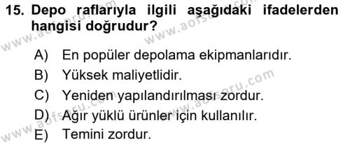 Depolama Ve Envanter Yönetimi Dersi 2024 - 2025 Yılı (Vize) Ara Sınavı 15. Soru