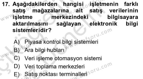 Depolama Ve Envanter Yönetimi Dersi 2024 - 2025 Yılı (Vize) Ara Sınavı 17. Soru