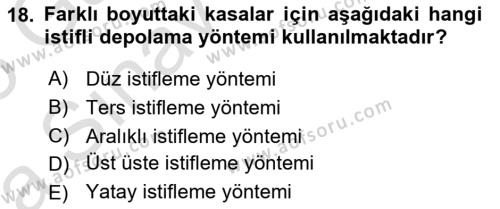 Depolama Ve Envanter Yönetimi Dersi 2024 - 2025 Yılı (Vize) Ara Sınavı 18. Soru