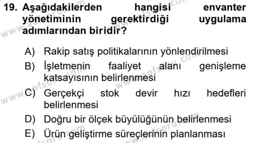 Depolama Ve Envanter Yönetimi Dersi 2024 - 2025 Yılı (Vize) Ara Sınavı 19. Soru