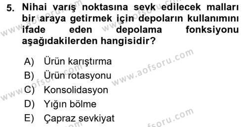 Depolama Ve Envanter Yönetimi Dersi 2024 - 2025 Yılı (Vize) Ara Sınavı 5. Soru