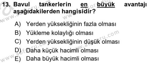 Tehlikeli Madde Lojistiği Ve İş Güvenliği Dersi 2023 - 2024 Yılı (Vize) Ara Sınavı 13. Soru