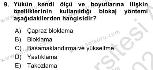 Tehlikeli Madde Lojistiği Ve İş Güvenliği Dersi 2023 - 2024 Yılı (Vize) Ara Sınavı 9. Soru