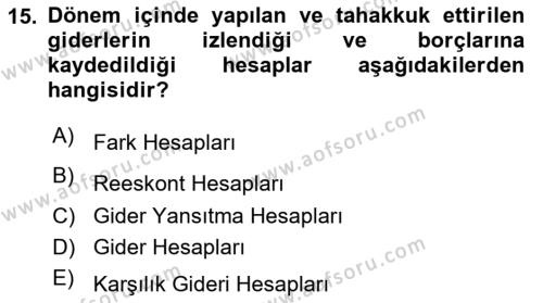 Lojistik Maliyetleri Ve Raporlama Dersi 2021 - 2022 Yılı (Vize) Ara Sınavı 15. Soru