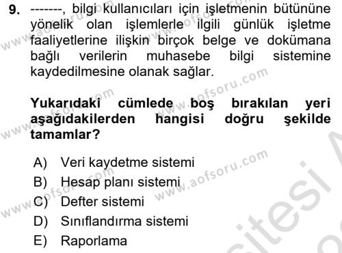 Lojistik Maliyetleri Ve Raporlama Dersi 2021 - 2022 Yılı (Vize) Ara Sınavı 9. Soru