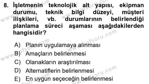 Lojistik Maliyetleri Ve Raporlama Dersi 2021 - 2022 Yılı (Final) Dönem Sonu Sınavı 8. Soru