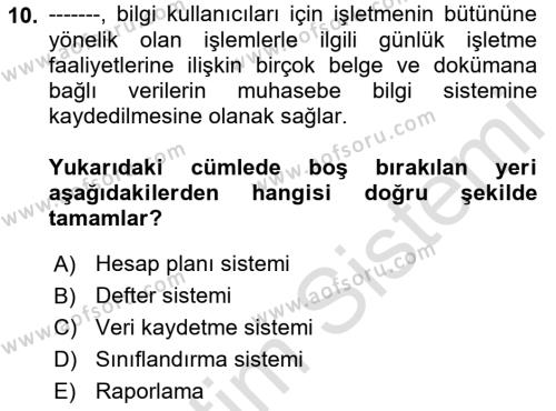 Lojistik Maliyetleri Ve Raporlama Dersi 2021 - 2022 Yılı Yaz Okulu Sınavı 10. Soru