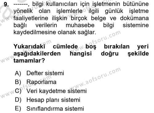 Lojistik Maliyetleri Ve Raporlama Dersi 2022 - 2023 Yılı (Vize) Ara Sınavı 9. Soru