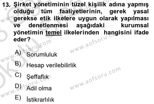 Lojistik Maliyetleri Ve Raporlama Dersi 2022 - 2023 Yılı Yaz Okulu Sınavı 13. Soru