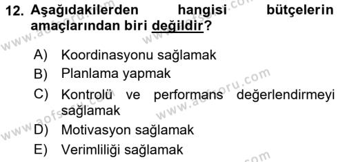 Lojistik Maliyetleri Ve Raporlama Dersi 2023 - 2024 Yılı (Vize) Ara Sınavı 12. Soru