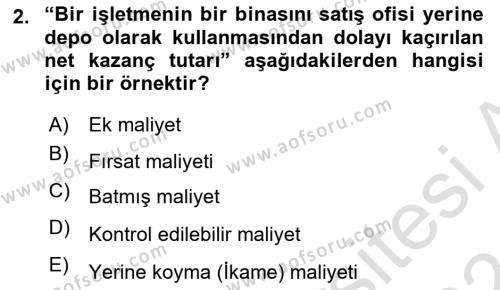 Lojistik Maliyetleri Ve Raporlama Dersi 2023 - 2024 Yılı (Vize) Ara Sınavı 2. Soru