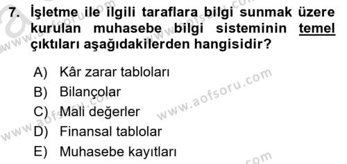 Lojistik Maliyetleri Ve Raporlama Dersi 2023 - 2024 Yılı (Vize) Ara Sınavı 7. Soru