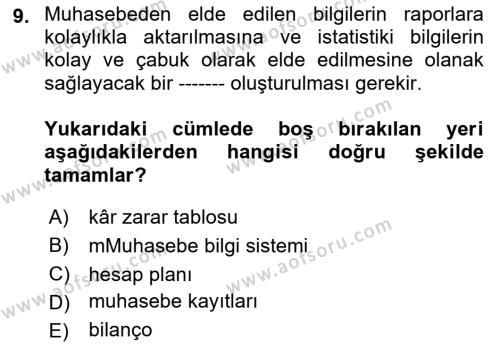 Lojistik Maliyetleri Ve Raporlama Dersi 2023 - 2024 Yılı (Vize) Ara Sınavı 9. Soru