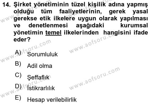 Lojistik Maliyetleri Ve Raporlama Dersi 2023 - 2024 Yılı Yaz Okulu Sınavı 14. Soru