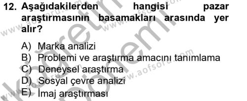 Marka ve Yönetimi Dersi 2012 - 2013 Yılı (Vize) Ara Sınavı 12. Soru