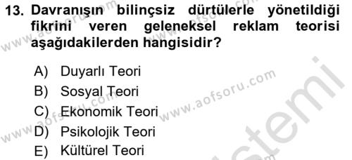 Marka ve Yönetimi Dersi 2022 - 2023 Yılı Yaz Okulu Sınavı 13. Soru