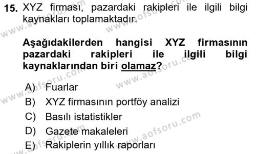 Marka ve Yönetimi Dersi 2023 - 2024 Yılı (Vize) Ara Sınavı 15. Soru