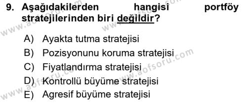 Marka ve Yönetimi Dersi 2023 - 2024 Yılı (Vize) Ara Sınavı 9. Soru