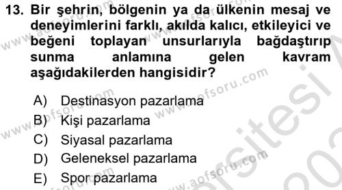 Marka ve Yönetimi Dersi 2023 - 2024 Yılı (Final) Dönem Sonu Sınavı 13. Soru