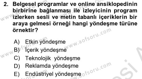 Reklamcılık Dersi 2021 - 2022 Yılı (Final) Dönem Sonu Sınavı 2. Soru