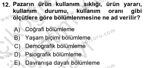 Reklamcılık Dersi 2023 - 2024 Yılı Yaz Okulu Sınavı 12. Soru