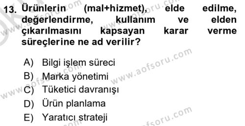 Reklamcılık Dersi 2023 - 2024 Yılı Yaz Okulu Sınavı 13. Soru