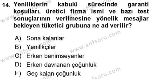 Reklamcılık Dersi 2023 - 2024 Yılı Yaz Okulu Sınavı 14. Soru