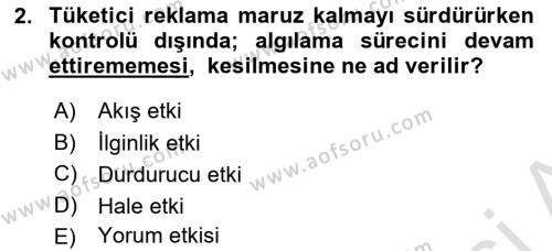 Reklamcılık Dersi 2023 - 2024 Yılı Yaz Okulu Sınavı 2. Soru