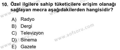 Medya Planlama Dersi 2023 - 2024 Yılı (Final) Dönem Sonu Sınavı 10. Soru