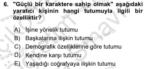 Reklamda Yaratıcılık ve Yazarlık Dersi 2023 - 2024 Yılı (Vize) Ara Sınavı 6. Soru