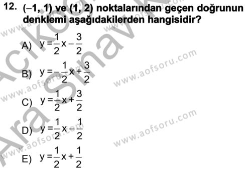 Genel Matematik Dersi 2012 - 2013 Yılı (Vize) Ara Sınavı 12. Soru