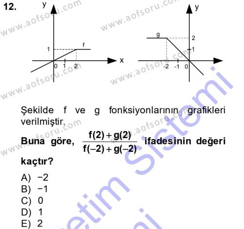 Genel Matematik Dersi 2013 - 2014 Yılı (Vize) Ara Sınavı 12. Soru