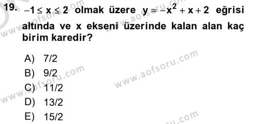 Genel Matematik Dersi 2020 - 2021 Yılı Yaz Okulu Sınavı 19. Soru