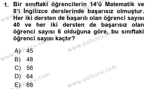 Genel Matematik Dersi 2021 - 2022 Yılı (Vize) Ara Sınavı 1. Soru