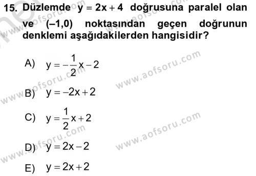 Genel Matematik Dersi 2021 - 2022 Yılı (Vize) Ara Sınavı 15. Soru