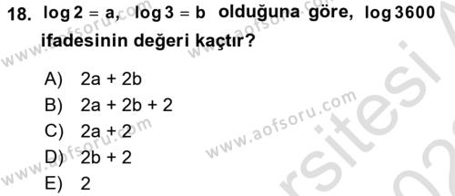 Genel Matematik Dersi 2021 - 2022 Yılı (Vize) Ara Sınavı 18. Soru