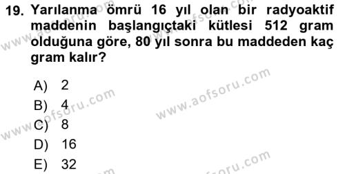 Genel Matematik Dersi 2021 - 2022 Yılı (Vize) Ara Sınavı 19. Soru